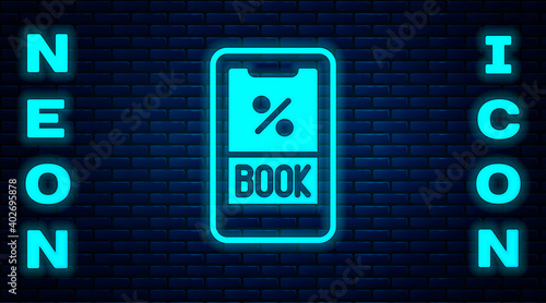 Glowing neon Cruise ticket for traveling by ship icon isolated on brick wall background. Travel by Cruise liner. Cruises to Paradise. Vector.