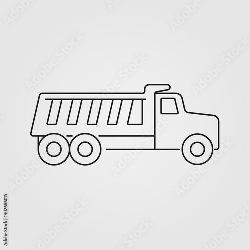 Dump truck icon. Construction transport vehicle symbol. Tipper icon.