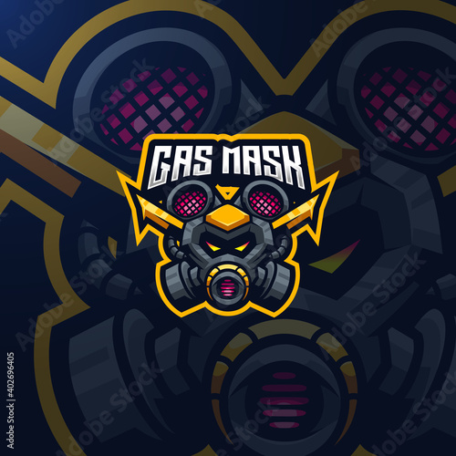 Gas mask esport logo gaming team mascot