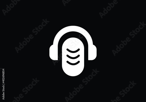 microphone, music logo design vector template.