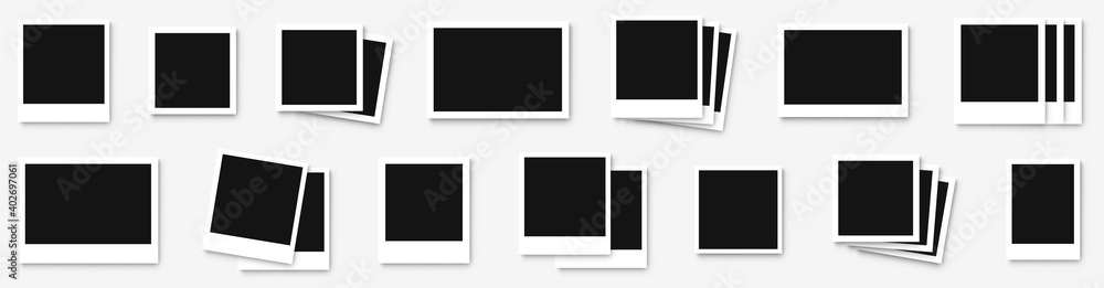 Polaroid photo frame set isolated on white background. Vintage photo frame vector Polaroid photo frame set isolated on white background. Vintage photo frame vector