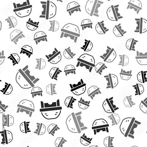 Photography Black Hockey helmet icon isolated seamless pattern on white background