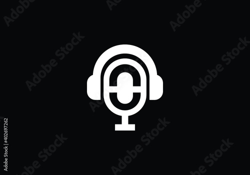 microphone, music logo design vector template.