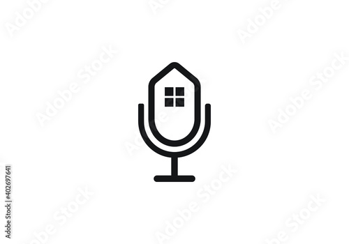 microphone, music logo design vector template.