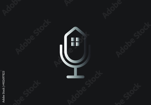 microphone, music logo design vector template.