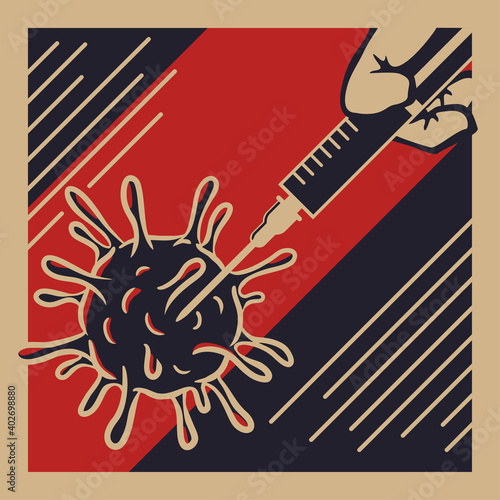 Total Vaccination in style of Propaganda poster