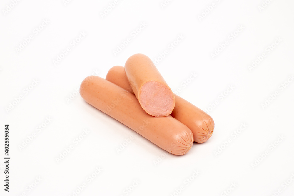 Sausage on white background in studio Sausage on white background in studio