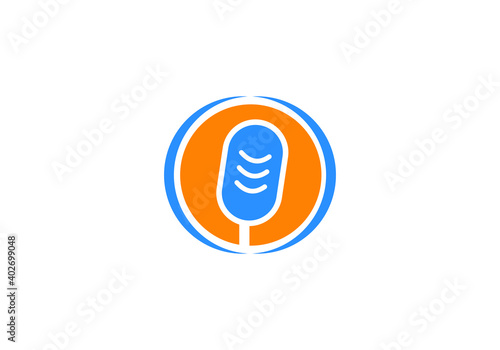 microphone, music logo design vector template.