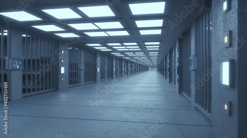 3d render futuristic interior jail © Miguel Aguirre