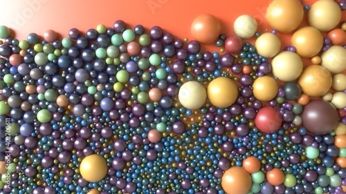 3d render. Abstract of spheres of different colors and sizes © Miguel Aguirre