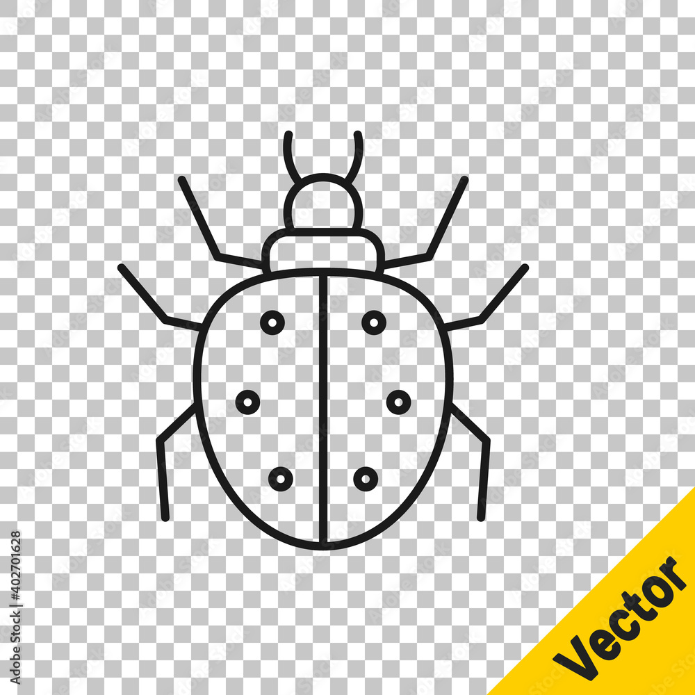 Black line Mite icon isolated on transparent background. Vector. Black line Mite icon isolated on transparent background. Vector.