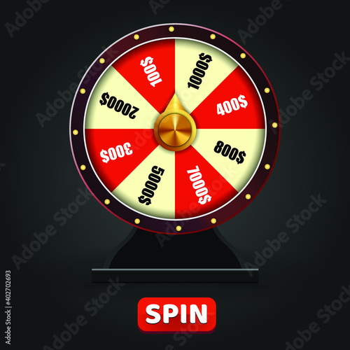 spinning  wheel, lucky roulette illustration. Round wheel fortune, lucky gamble spin wheel game