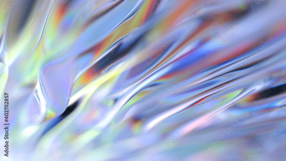 Obraz premium Abstract Holographic foil wave background. Rainbow metal background. Foil texture