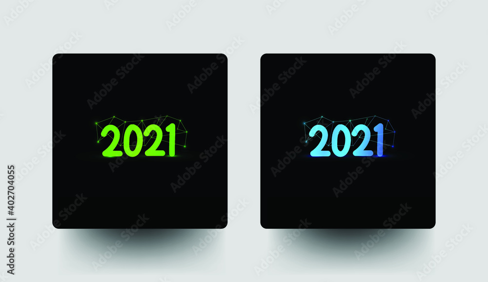 2021 illustration with technology lines concept. Green and Blue 2021 texts. 2021 illustration with technology lines concept. Green and Blue 2021 texts.