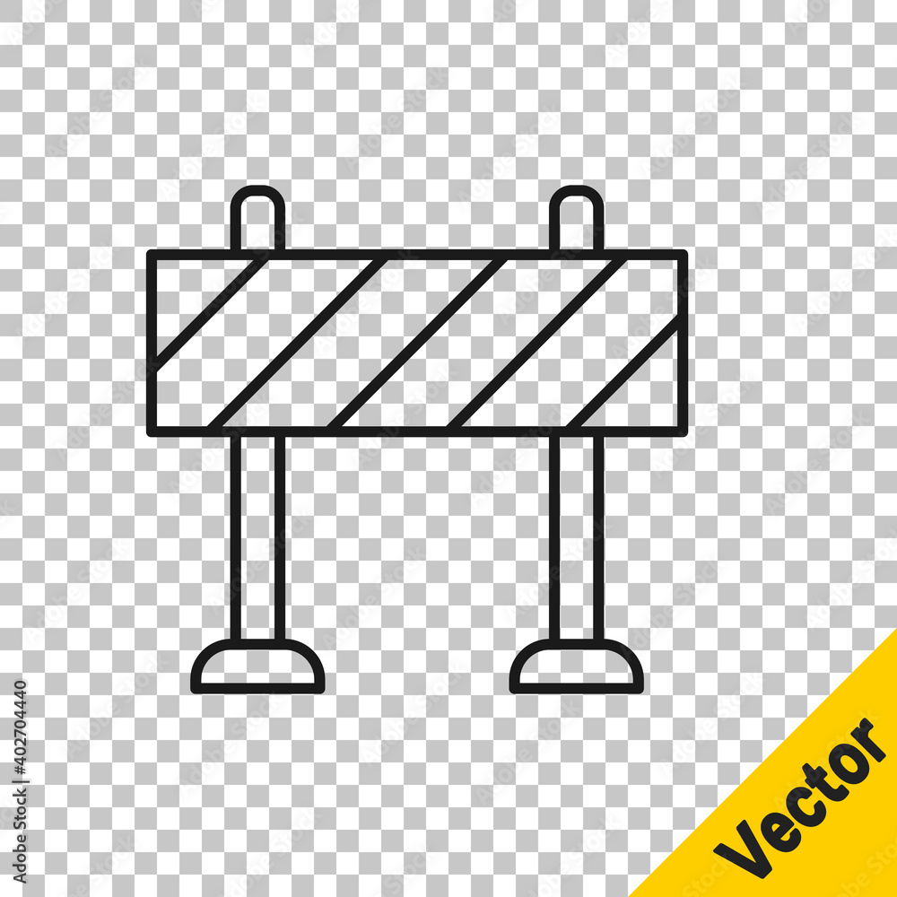 Black line Road barrier icon isolated on transparent background. Symbol ...