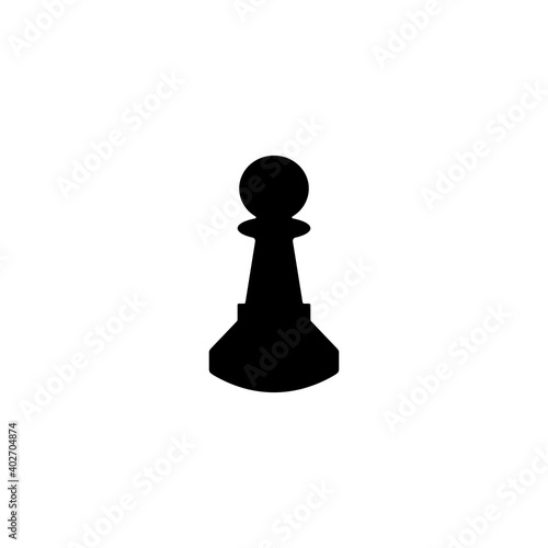 Chess pawn piece vector isolated flat illustration. Chess pawn piece icon black on white