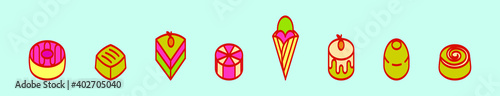 set of Popular desserts cake and more icon design template with various models. vector illustration isolated on blue background