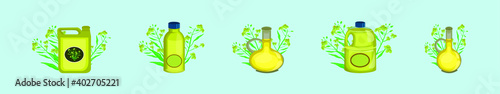 set of canola oil cartoon icon design template with various models. vector illustration isolated on blue background