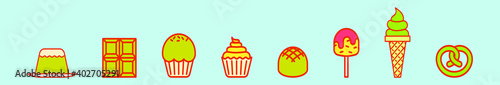 set of Popular desserts cake and more icon design template with various models. vector illustration isolated on blue background