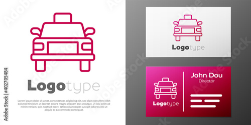 Logotype line Taxi car icon isolated on white background. Logo design template element. Vector.