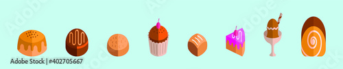 set of Popular desserts cake and more icon design template with various models. vector illustration isolated on blue background