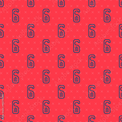 Blue line Please do not disturb icon isolated seamless pattern on red background. Hotel Door Hanger Tags. Vector.
