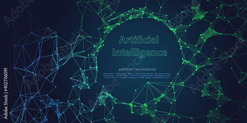 Abstract virtual  grid on dark background. Artificial intelligence. Science and technology concept. Vector illustration.