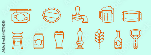 set of beer cartoon icon design template with various models. vector illustration isolated on blue background