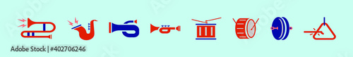 set of marching band tools cartoon icon design template with various models. vector illustration isolated on blue background
