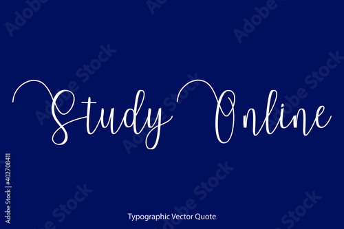 Study Online Cursive Calligraphy Text Inscription On Navy Blue Background
