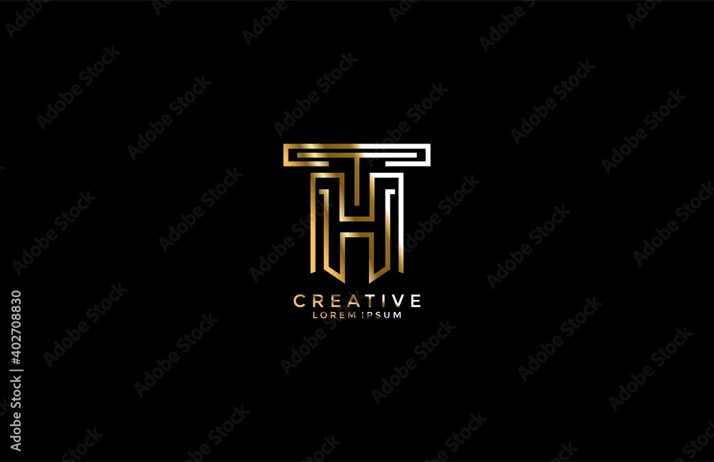 Letter TH combination golden vector logo Letter TH combination golden vector logo