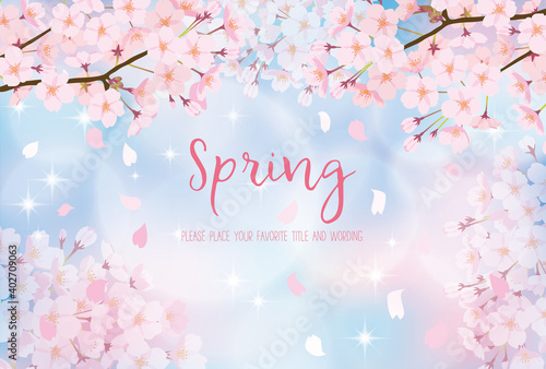 満開の桜の神秘的な背景素材