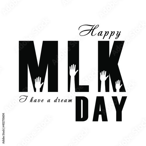 Valokuva Happy MLK Day american isolated on white background