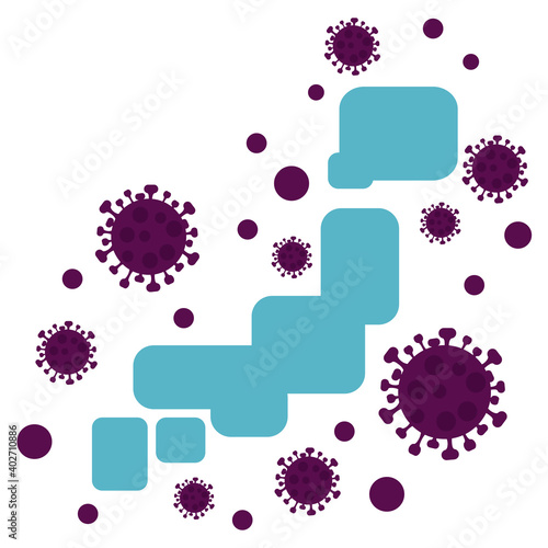 イラスト素材　緊急事態宣言　日本　ウイルス　ベクター