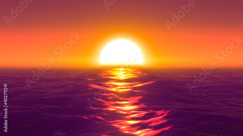 Fototapeta Naklejka Na Ścianę i Meble -  panorama of the ocean sunset, sea sunset