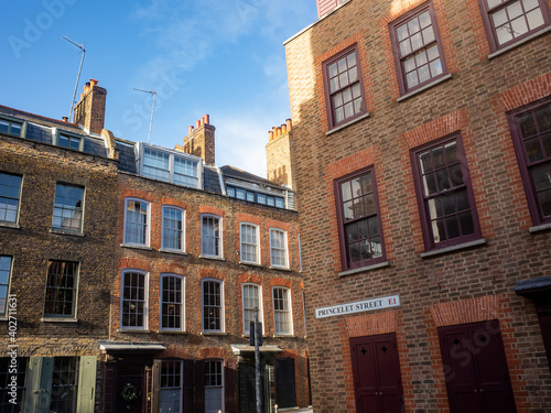 Photography Shoreditch, London- Attractive old terraced townhouses in trendy area of East Lo