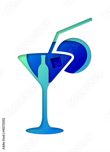 Vector cocktail in paper art style