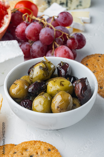 Mediterranean olives, on white background