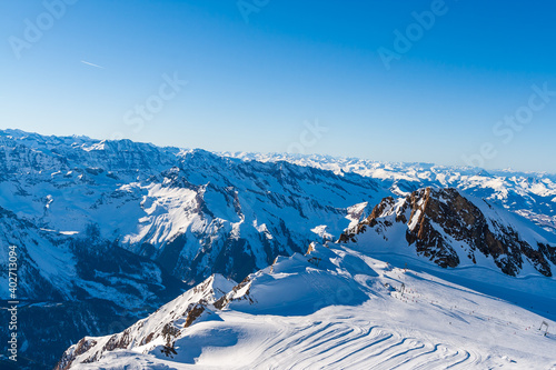 View of the snow-capped mountains from the Kitzsteinhorn Kaprun in Austria. © Roman Bjuty