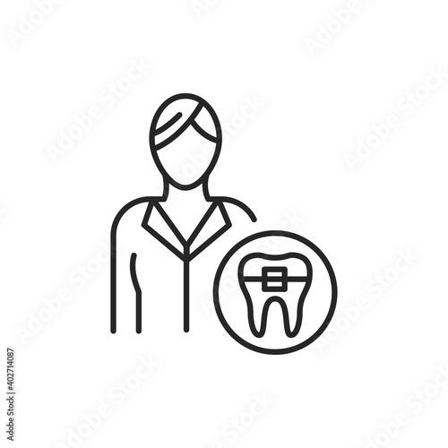 Doctor orthodontist color line icon. Pictogram for web page, mobile app, promo.