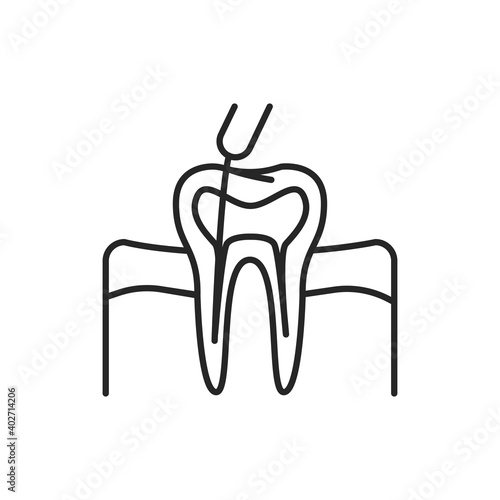 Teeth canal treatment color line icon. Pictogram for web page, mobile app, promo.