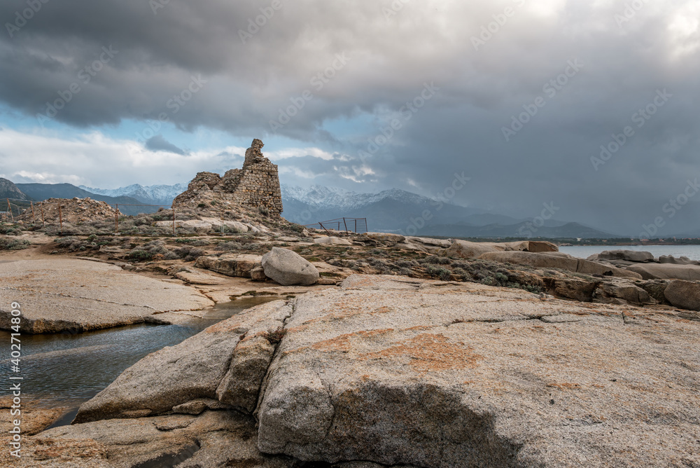 Genoese tower at Punta Caldanu in Corsica