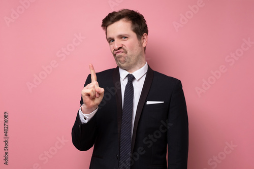 Tableau sur toile Mature man showing refusal gesture