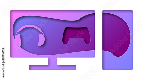 Wallpaper Mural Vector computer in paper art style Torontodigital.ca