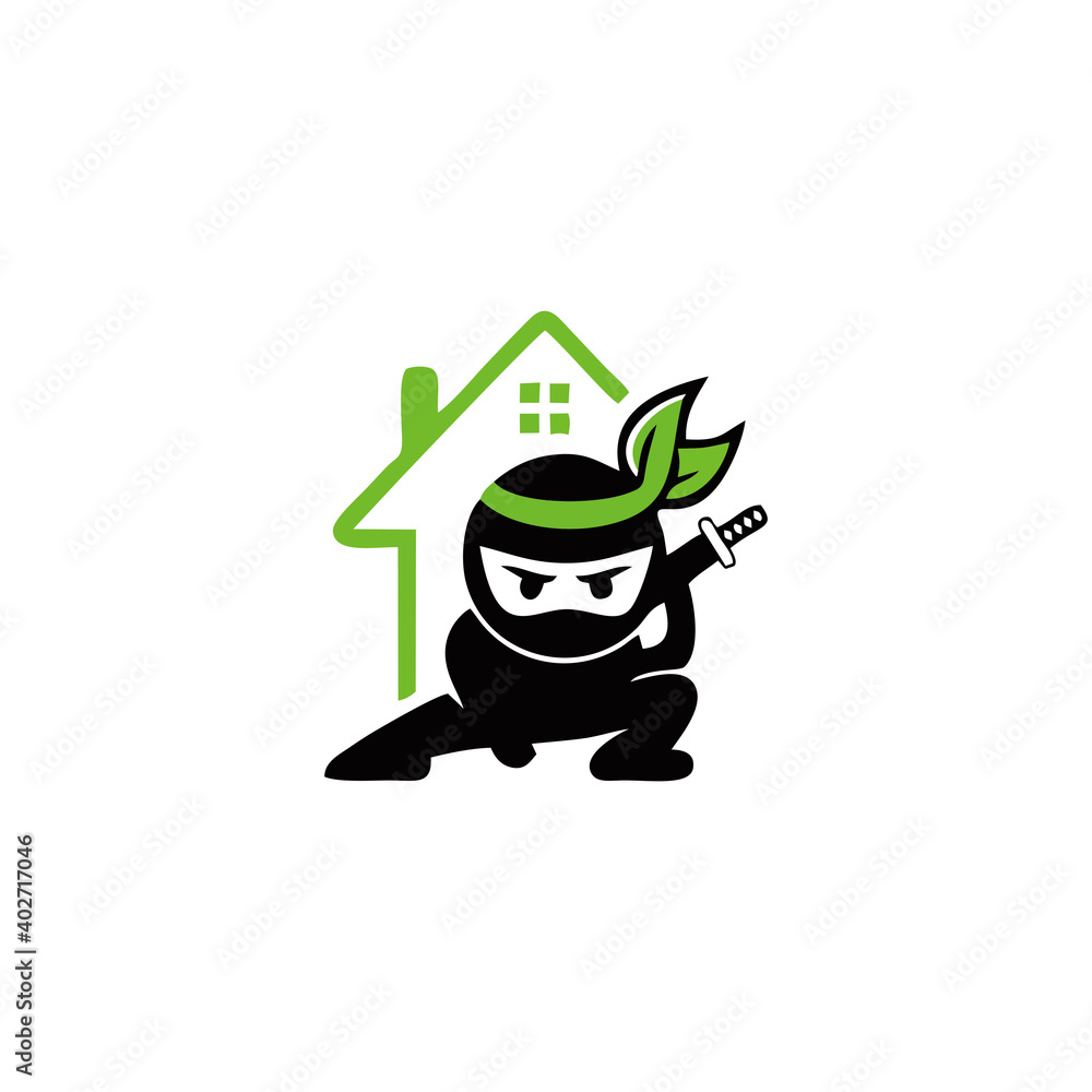 Ninja house logo template vector icon. House,home,real estate with