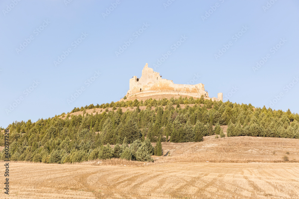 ruins of the castle in Castrojeriz village, province of Burgos, Castile and Leon, Spain