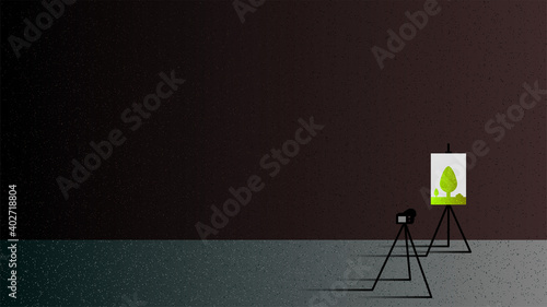 Vector tripods in paper art style