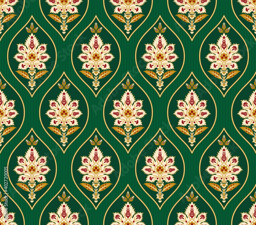 Seamless patterns with various whimsical flowers. Suzani tribal style. Clipping masks used. 