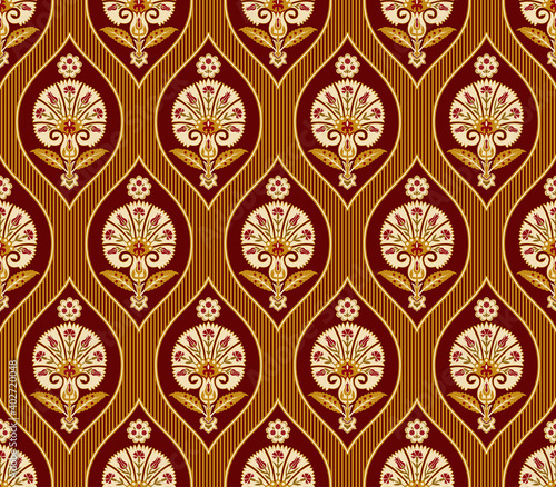 Seamless patterns with various whimsical flowers. Suzani tribal style. Clipping masks used. 
