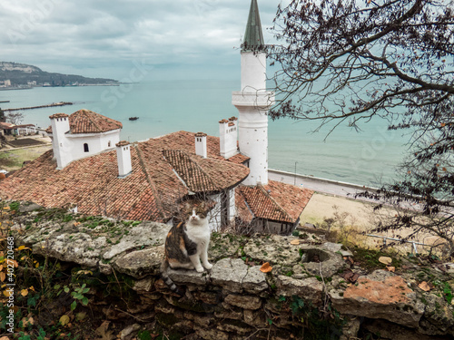 View from above on the Balchik palace of the Queen Marie of Romania ( Bulgaria).